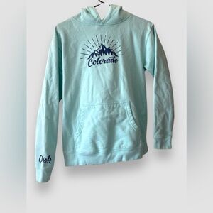 Aksels Colorado Teal Hooodie Kids Unisex Sz Large (14/16) Kangaroo Pocket Winter